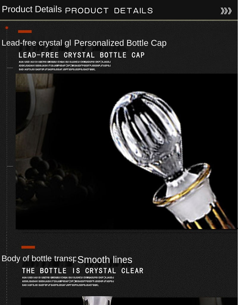 Crystal Glass Red Wine Decanter Foreign Wine jug Drawing Gold line Whisky Bottle liquor Dispenser wine jug