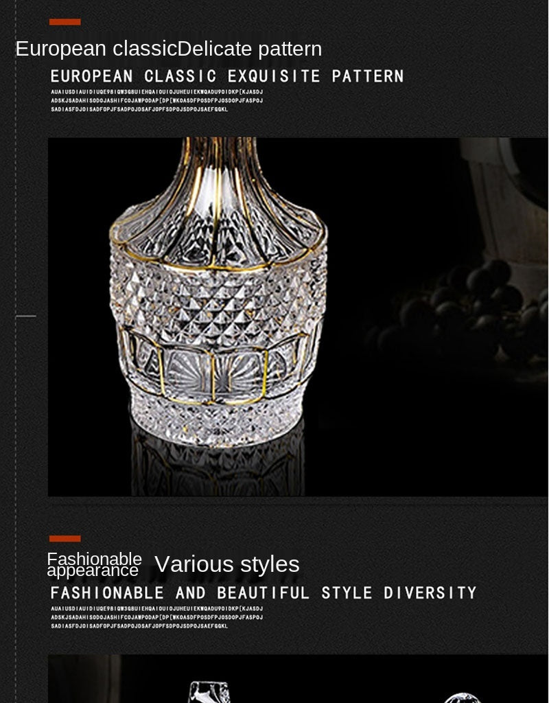 Crystal Glass Red Wine Decanter Foreign Wine jug Drawing Gold line Whisky Bottle liquor Dispenser wine jug