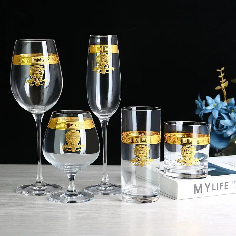 Golden L crystal goblet Phnom Penh red wine glass light luxury whisky glass European wine glass set