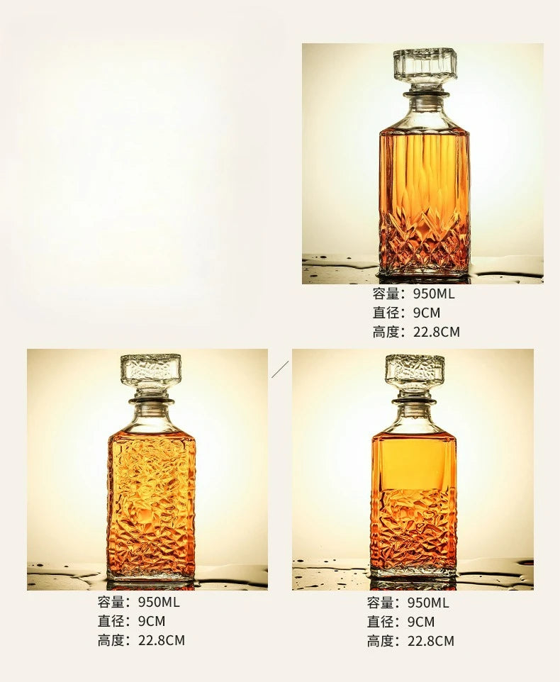 950ml Whiskey Vodka Wine Decanter Wine Bottle European Style Square Wine Glass Bottle Beer Spirits Glass Bar Home Decor 2025 New