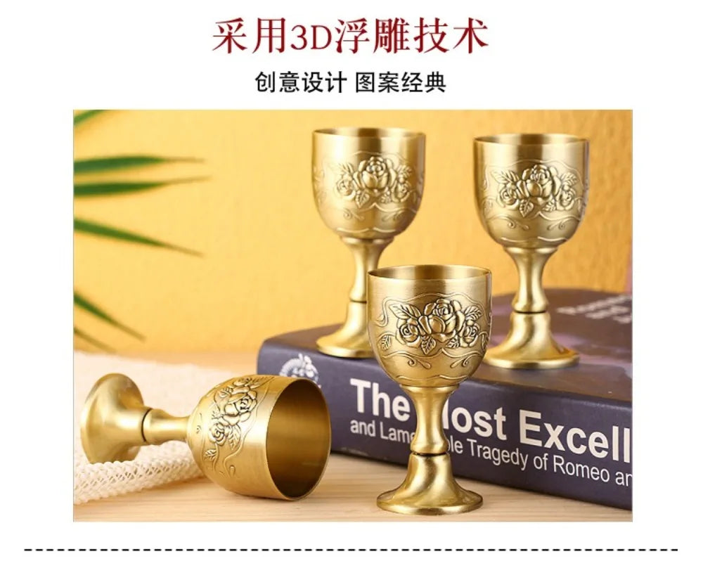 High Quality Large Goblet European-style Antique Bronze Drinkware Metal Wine Glass White Wine Cup