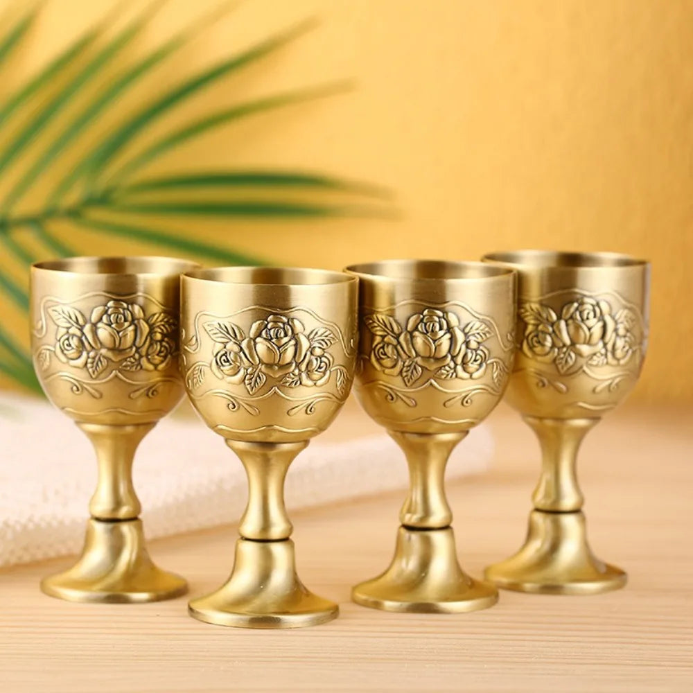 High Quality Large Goblet European-style Antique Bronze Drinkware Metal Wine Glass White Wine Cup