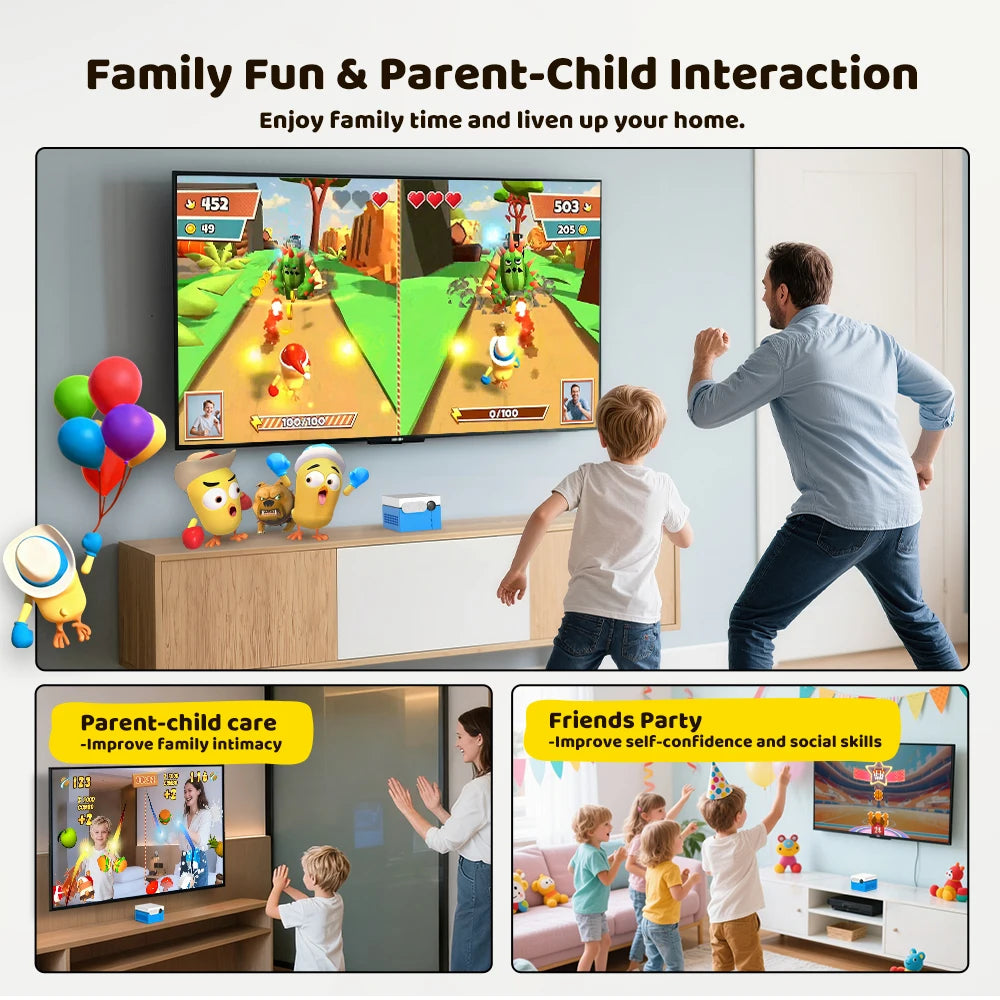 KINHANK MotionX Gaming Console For Kids & Families,Monthly Updat,No Controllers Plug & Play Indoor Motion-Controlled Game System
