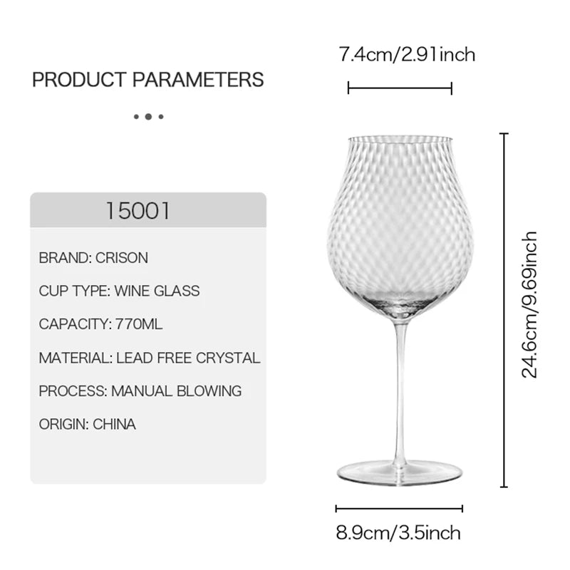 CRISON PREMIUM High end Crystal Glass Handmade Red Wine Glass Burgundy High Beauty Wine High footed Glass