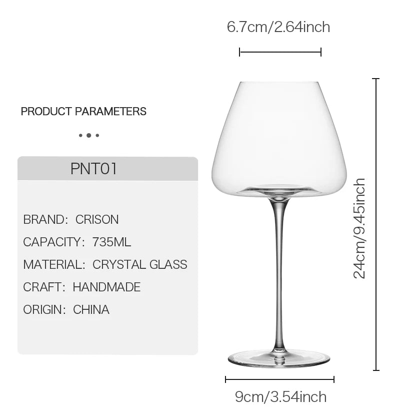 CRISON PNT01 Ultra-Thin Handmade Crystal Red Wine Glass for Riesling Burgundy - Premium Quality Home Wine Glass