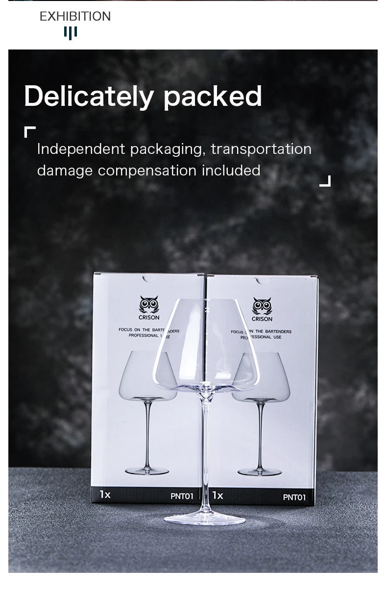 CRISON PNT01 Ultra-Thin Handmade Crystal Red Wine Glass for Riesling Burgundy - Premium Quality Home Wine Glass