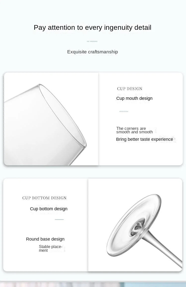 Nordic Style Burgundy Crystal Red Wine Glass Handmade Lead-Free Goblet Grape Glass Premium Home Barware