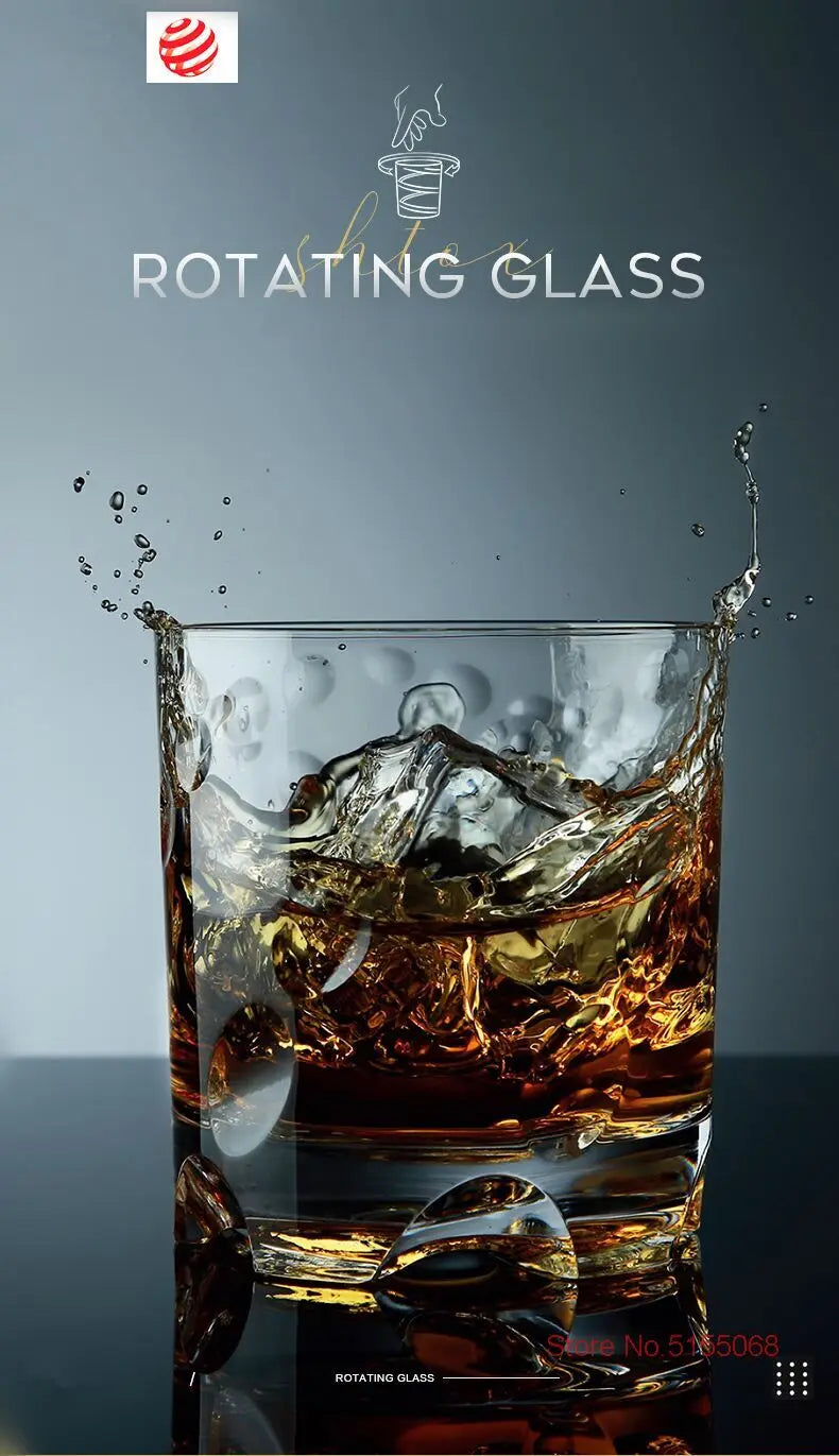 Germany Latest Design Rotating Glass Whiskey Old Fashioned Glass Stable Revolve Release Pressure Whisky Tumbler Crystal Wine Cup