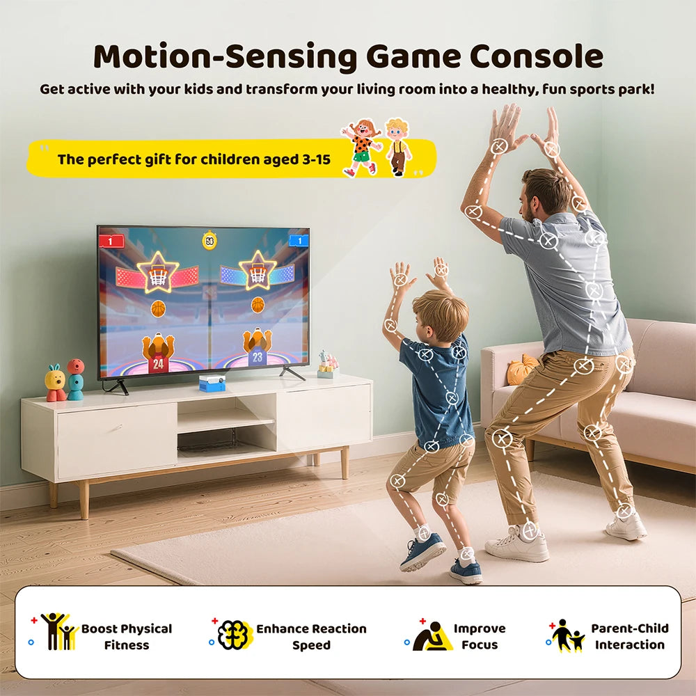 KINHANK MotionX Gaming Console For Kids & Families,Monthly Updat,No Controllers Plug & Play Indoor Motion-Controlled Game System