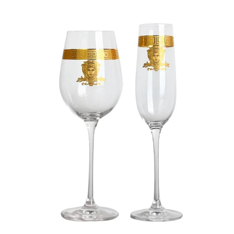 Golden L crystal goblet Phnom Penh red wine glass light luxury whisky glass European wine glass set