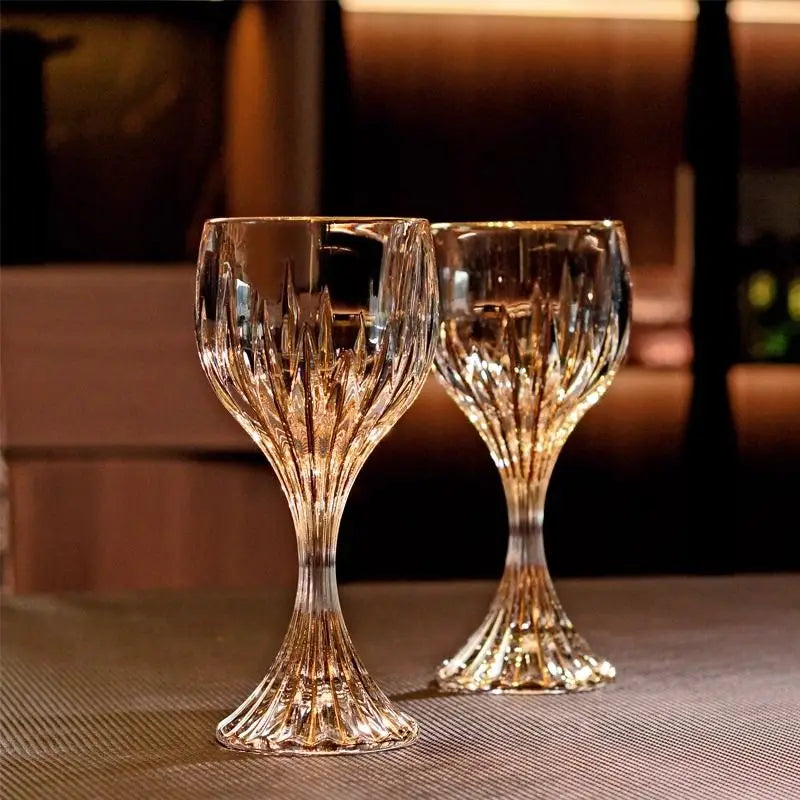 European high-end gold unleaded glass wine glass household thickened hand-made crystal glass goblets wine glasses