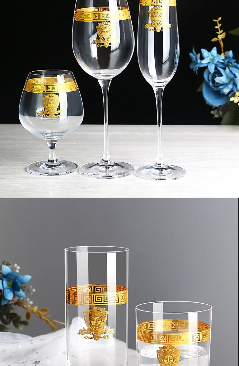 Golden L crystal goblet Phnom Penh red wine glass light luxury whisky glass European wine glass set
