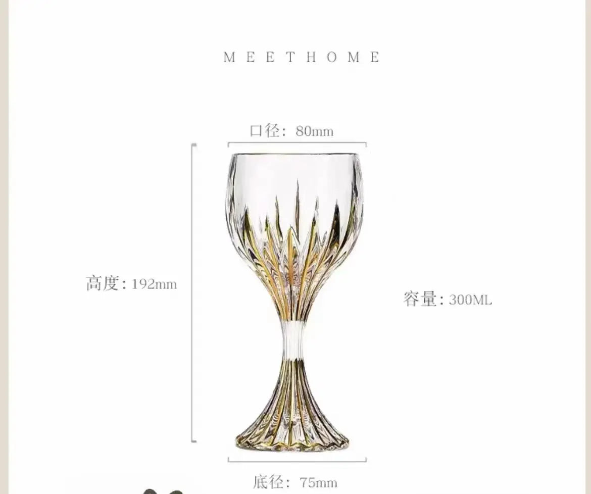 European high-end gold unleaded glass wine glass household thickened hand-made crystal glass goblets wine glasses