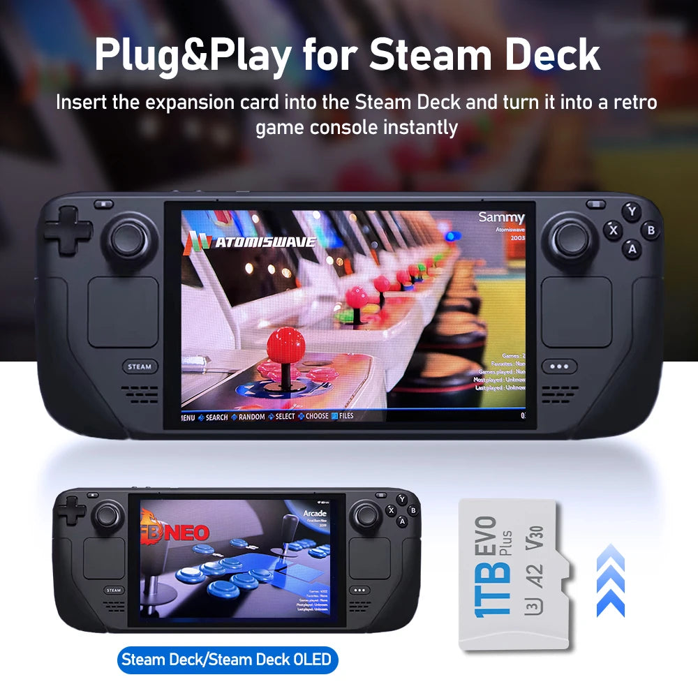 Kinhank Game Card for Steam Deck Handheld Latest Batocera 40 System 40000+ Retro Games for PS3/PS2/PS1/PSP/MAME/DC/SS