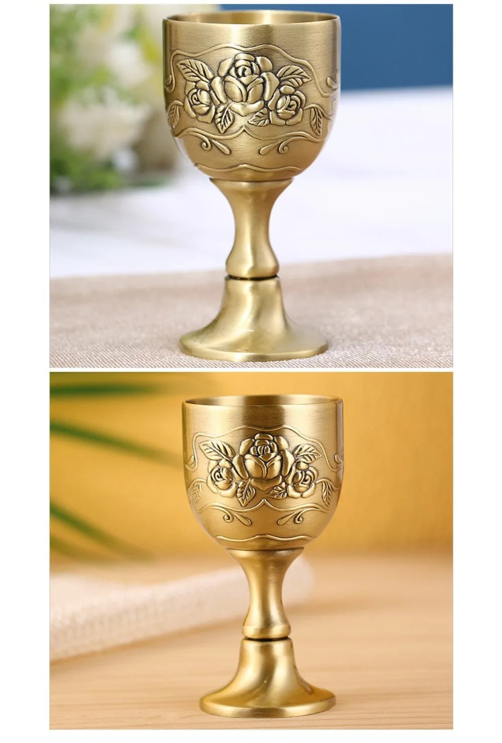 High Quality Large Goblet European-style Antique Bronze Drinkware Metal Wine Glass White Wine Cup