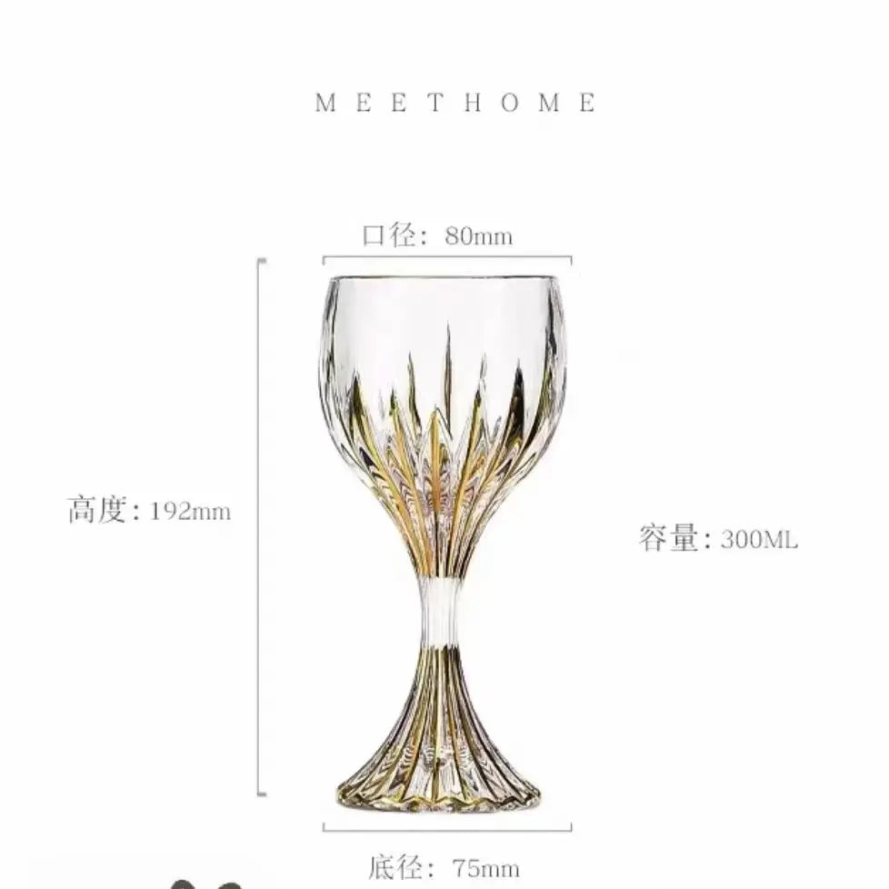 European high-end gold unleaded glass wine glass household thickened hand-made crystal glass goblets wine glasses