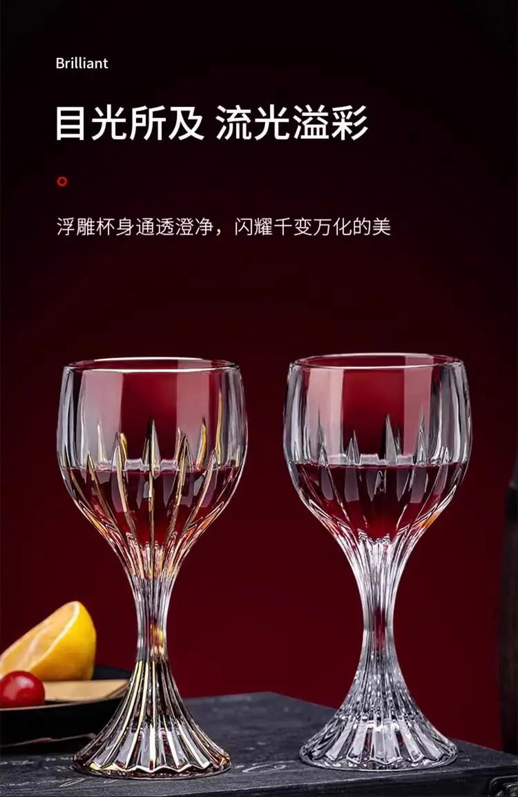 European high-end gold unleaded glass wine glass household thickened hand-made crystal glass goblets wine glasses
