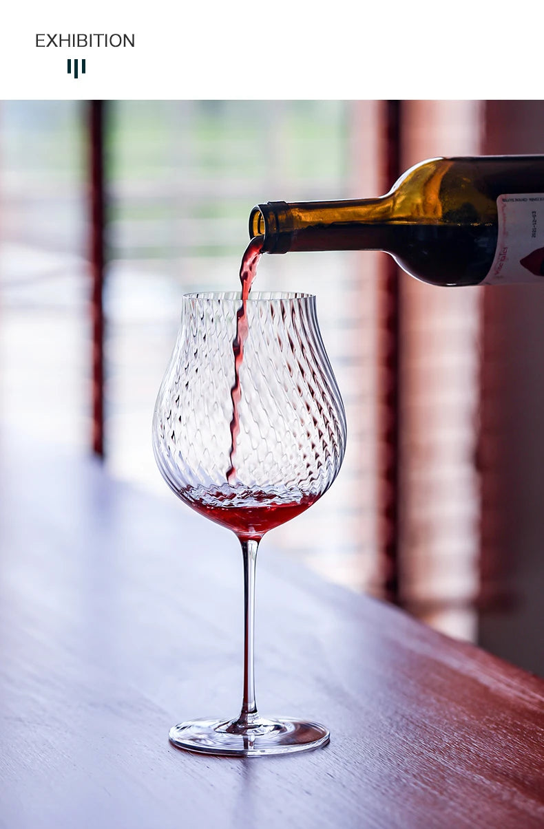 CRISON PREMIUM High end Crystal Glass Handmade Red Wine Glass Burgundy High Beauty Wine High footed Glass