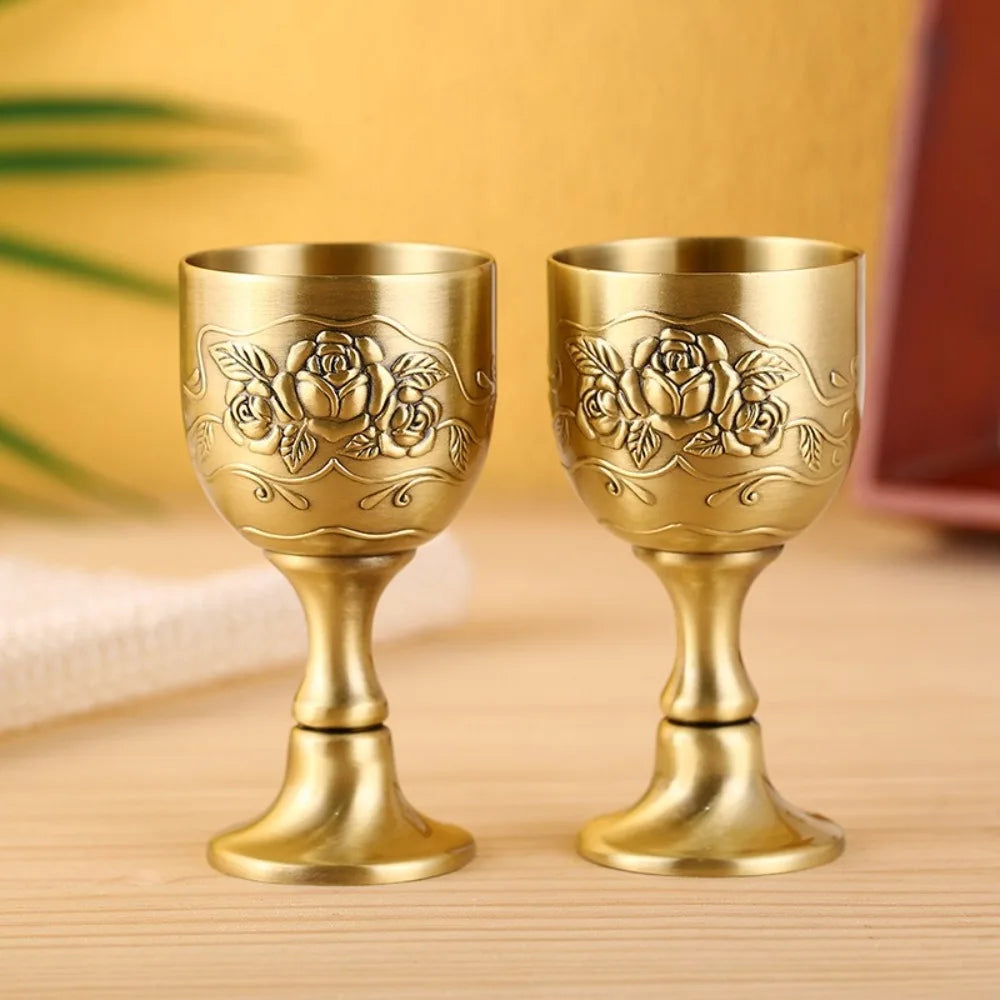High Quality Large Goblet European-style Antique Bronze Drinkware Metal Wine Glass White Wine Cup