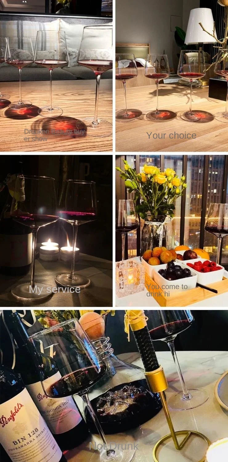 Nordic Style Burgundy Crystal Red Wine Glass Handmade Lead-Free Goblet Grape Glass Premium Home Barware