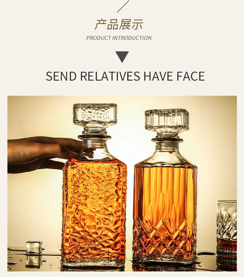 950ml Whiskey Vodka Wine Decanter Wine Bottle European Style Square Wine Glass Bottle Beer Spirits Glass Bar Home Decor 2025 New