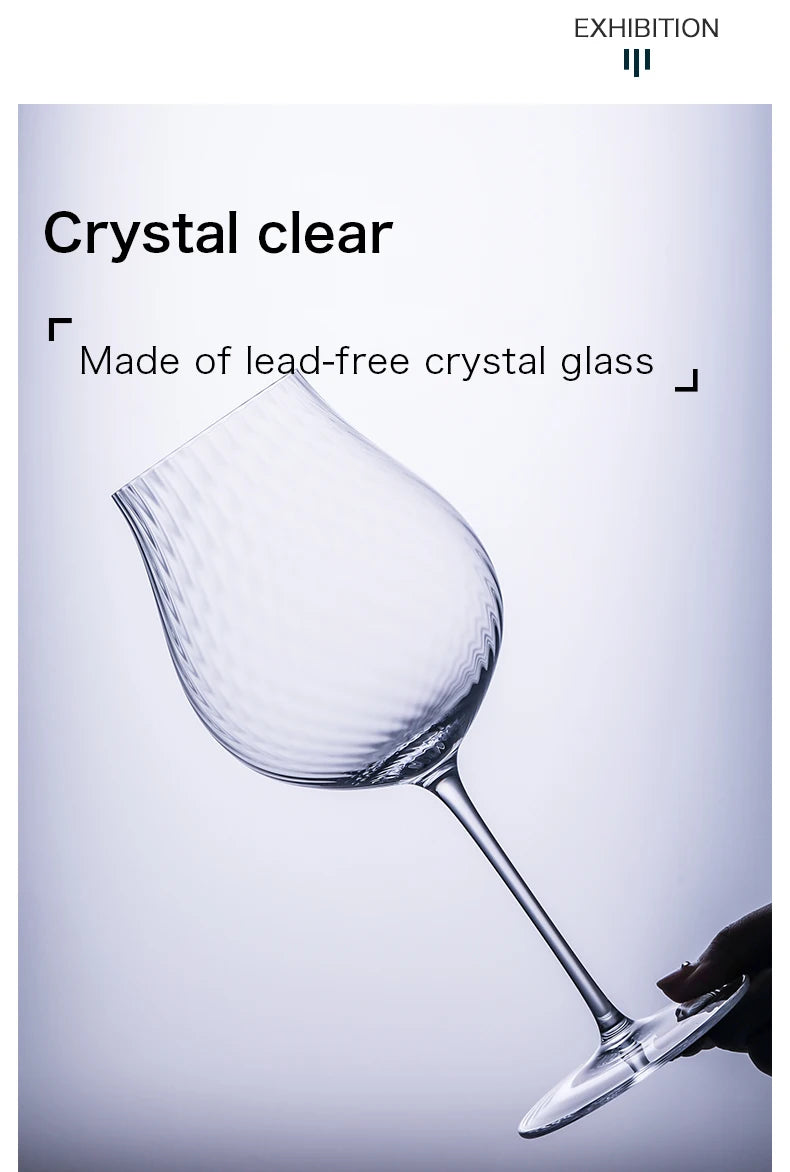 CRISON PREMIUM High end Crystal Glass Handmade Red Wine Glass Burgundy High Beauty Wine High footed Glass