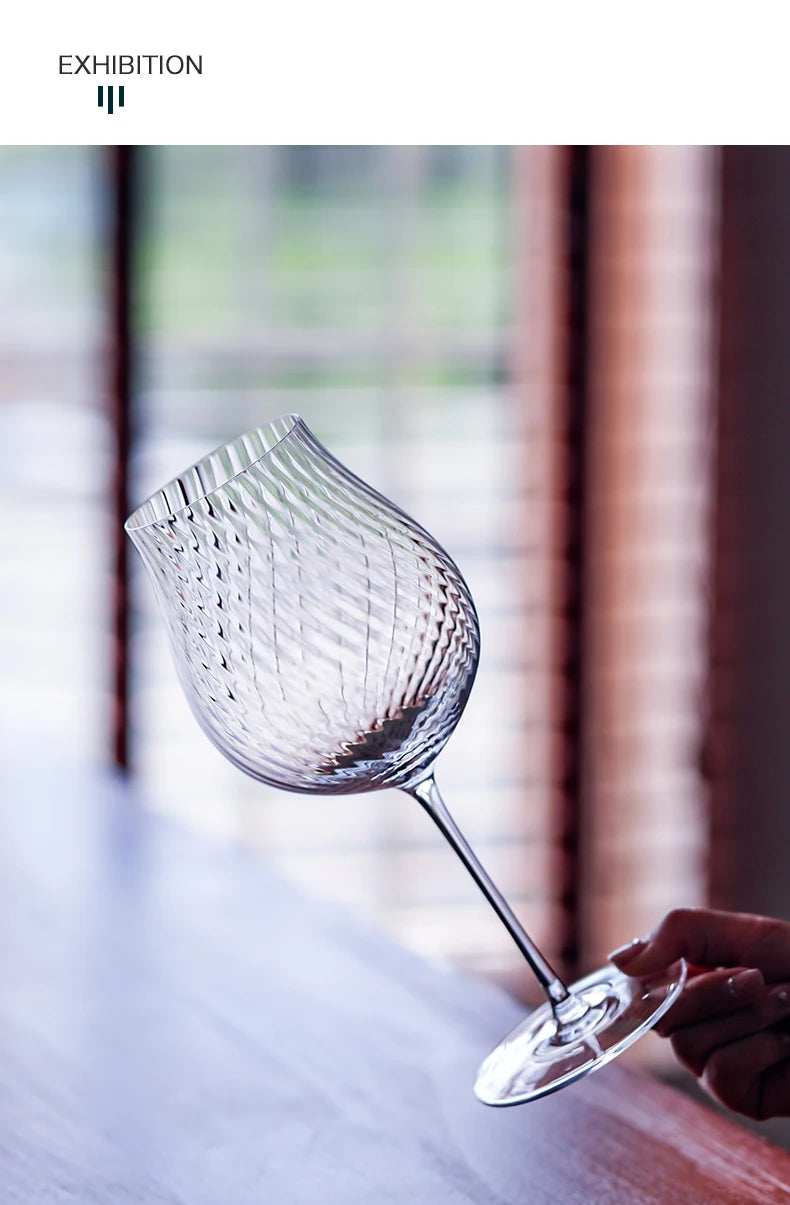 CRISON PREMIUM High end Crystal Glass Handmade Red Wine Glass Burgundy High Beauty Wine High footed Glass