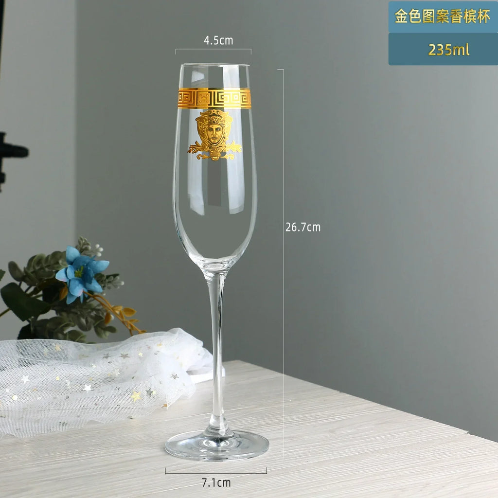 Golden L crystal goblet Phnom Penh red wine glass light luxury whisky glass European wine glass set