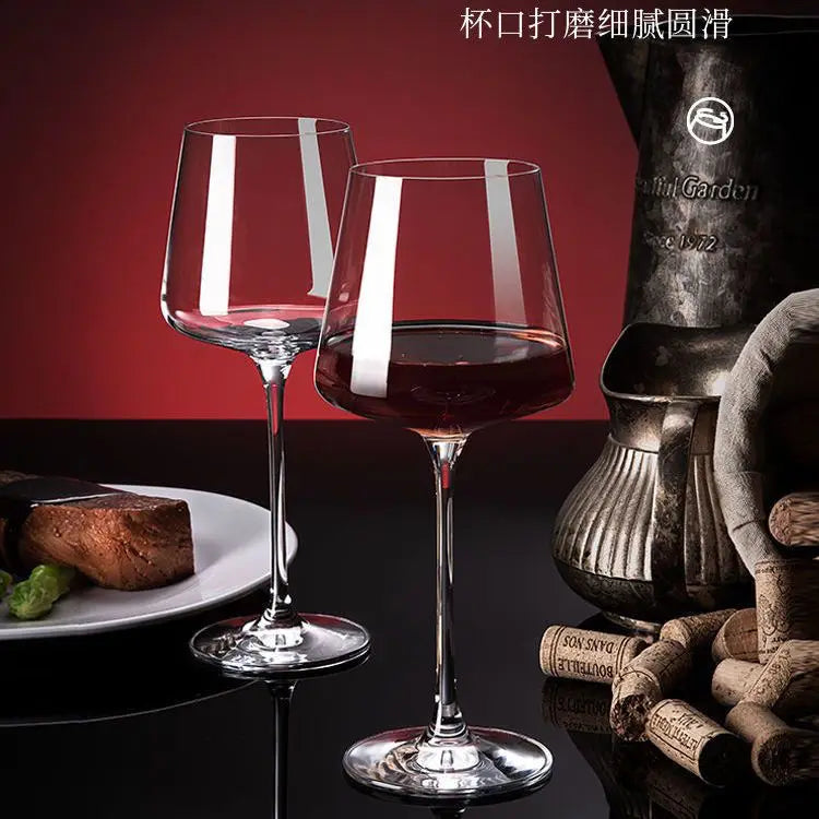 Nordic Style Burgundy Crystal Red Wine Glass Handmade Lead-Free Goblet Grape Glass Premium Home Barware