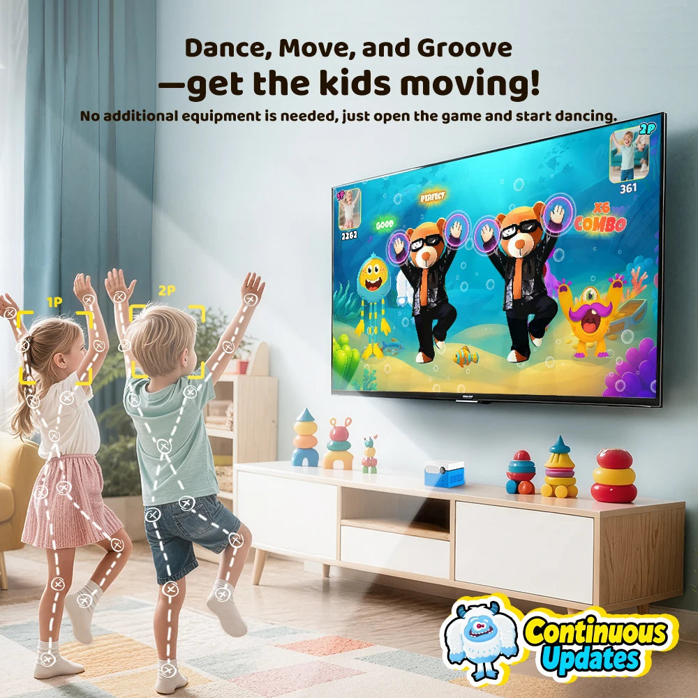 KINHANK MotionX Gaming Console For Kids & Families,Monthly Updat,No Controllers Plug & Play Indoor Motion-Controlled Game System