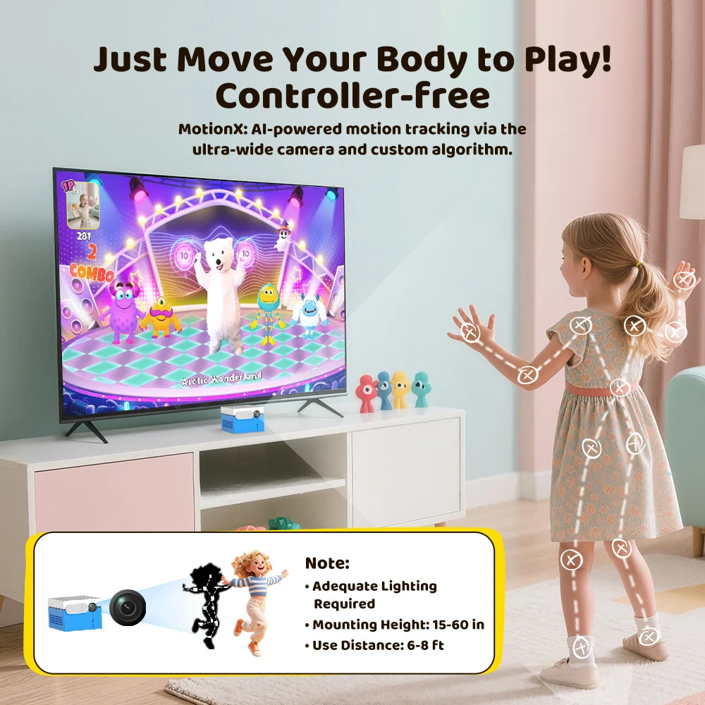 KINHANK MotionX Video Game Console for Kids & Families Ongoing Updates Kids Toy Active Play System Indoor Physical Activity