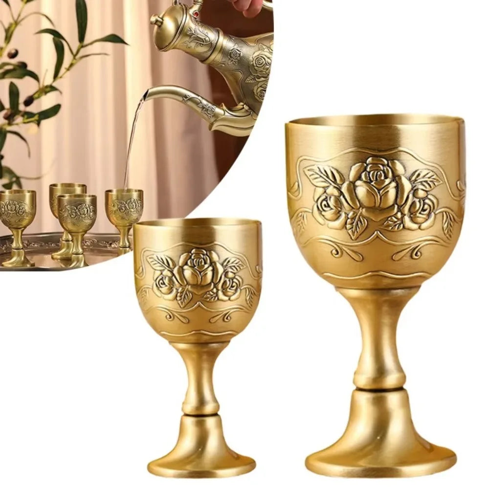 High Quality Large Goblet European-style Antique Bronze Drinkware Metal Wine Glass White Wine Cup