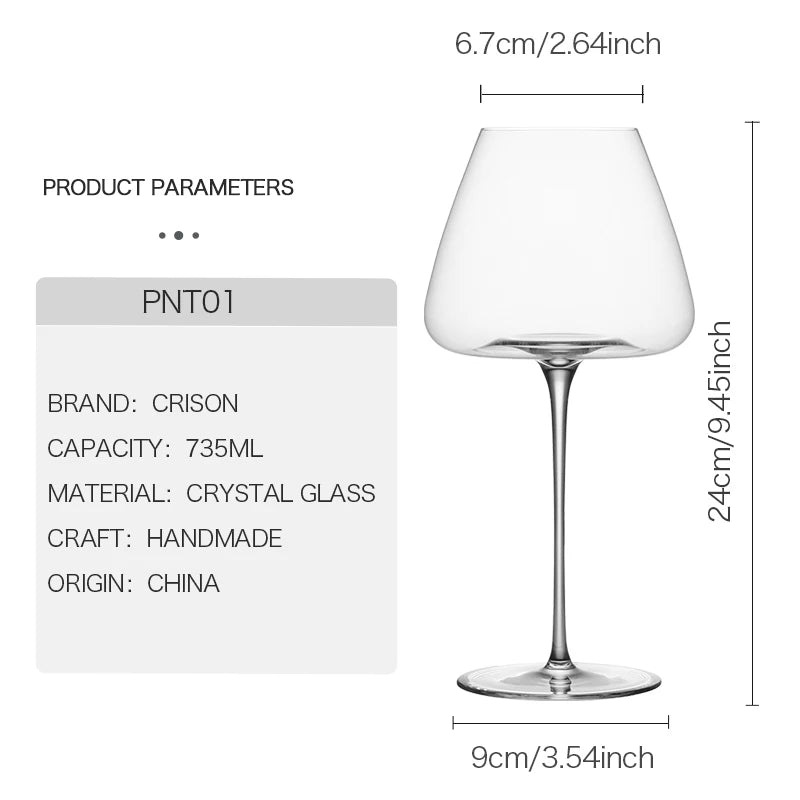 CRISON PNT01 Ultra-Thin Handmade Crystal Red Wine Glass for Riesling Burgundy - Premium Quality Home Wine Glass