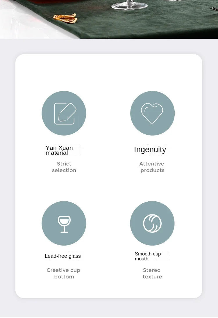 Nordic Style Burgundy Crystal Red Wine Glass Handmade Lead-Free Goblet Grape Glass Premium Home Barware