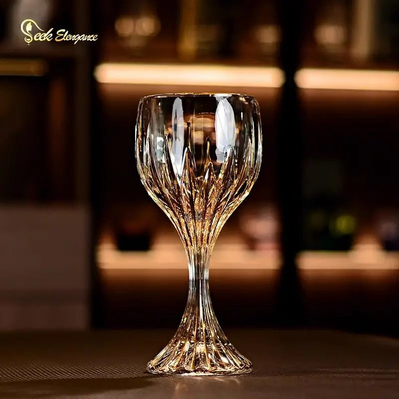 European high-end gold unleaded glass wine glass household thickened hand-made crystal glass goblets wine glasses