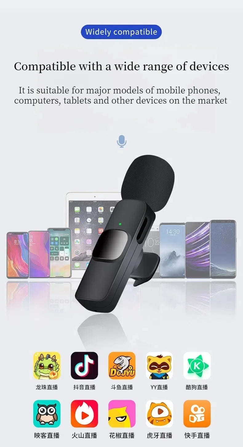 K1 Lavalier Microphone for Phone Android Video Game Audio Smart Recording Pickup Wireless Microphone