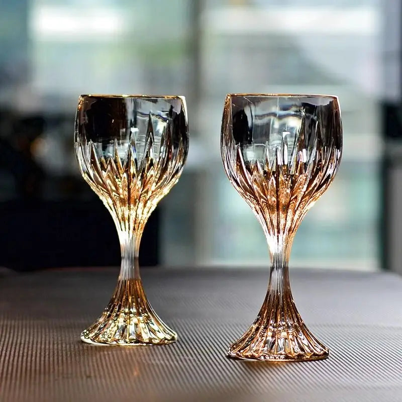 European high-end gold unleaded glass wine glass household thickened hand-made crystal glass goblets wine glasses