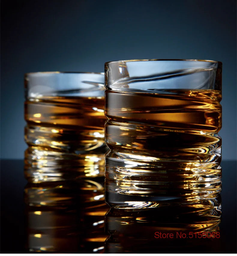 Germany Latest Design Rotating Glass Whiskey Old Fashioned Glass Stable Revolve Release Pressure Whisky Tumbler Crystal Wine Cup