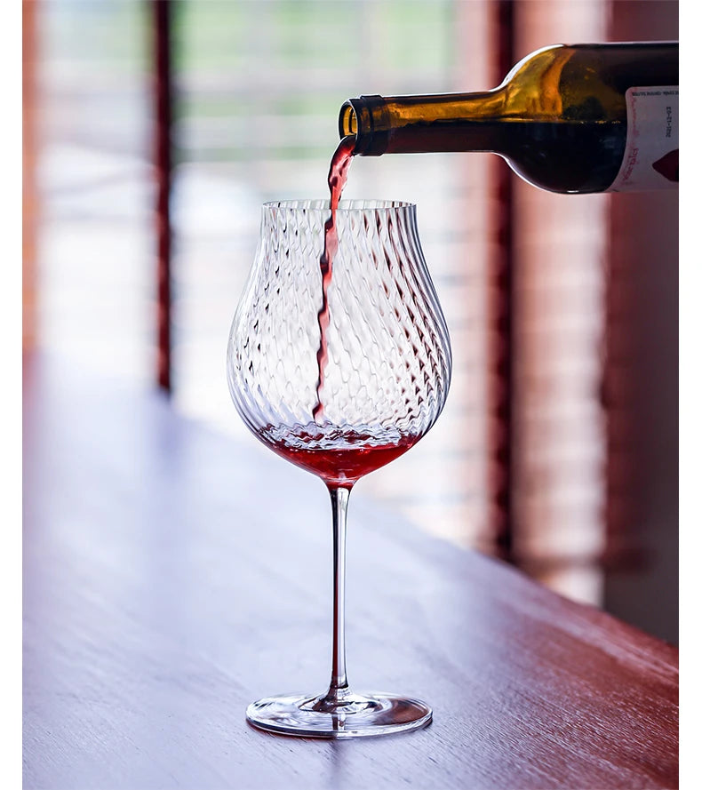 CRISON PREMIUM High end Crystal Glass Handmade Red Wine Glass Burgundy High Beauty Wine High footed Glass