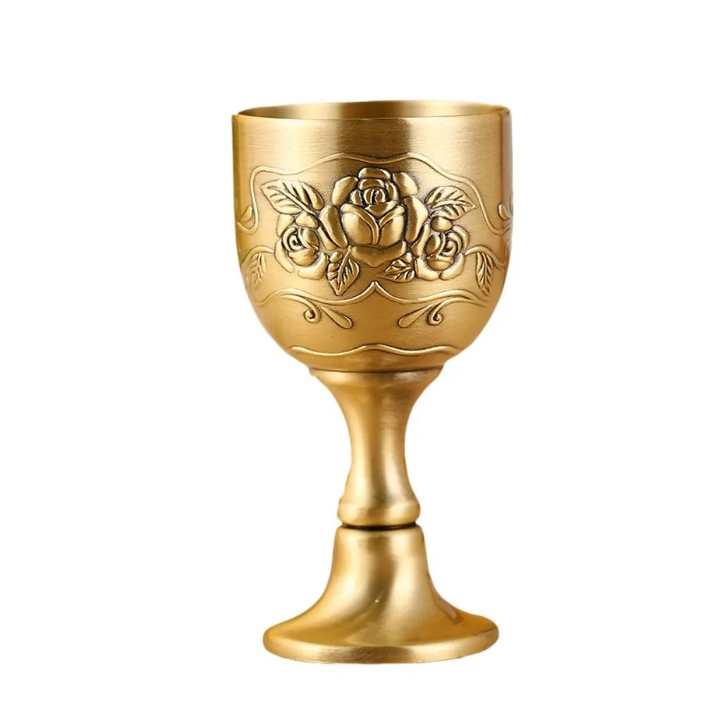 High Quality Large Goblet European-style Antique Bronze Drinkware Metal Wine Glass White Wine Cup