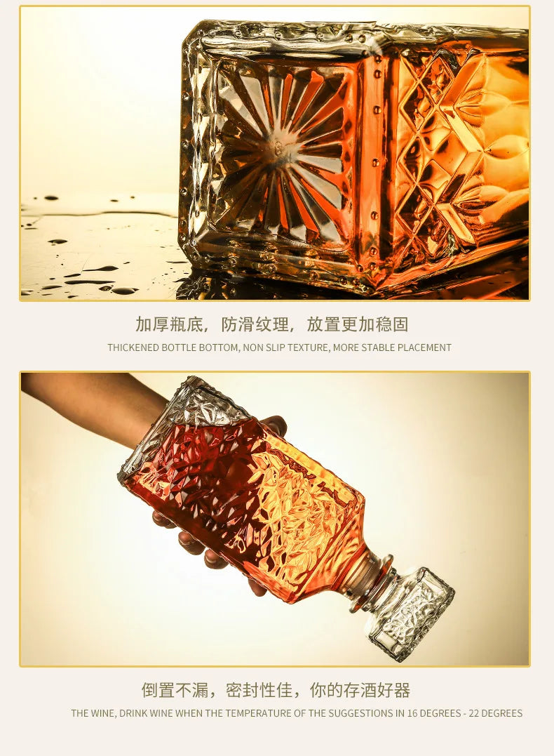 950ml Whiskey Vodka Wine Decanter Wine Bottle European Style Square Wine Glass Bottle Beer Spirits Glass Bar Home Decor 2025 New