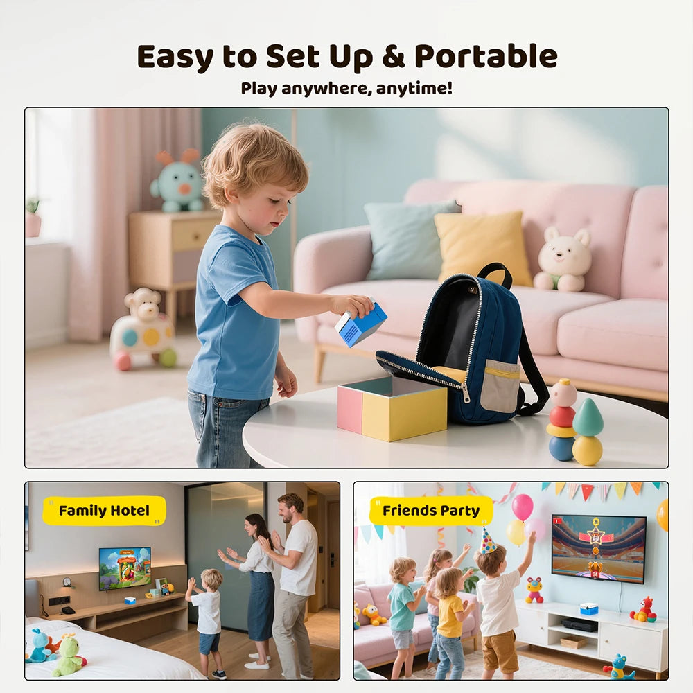 KINHANK MotionX Gaming Console For Kids & Families,Monthly Updat,No Controllers Plug & Play Indoor Motion-Controlled Game System