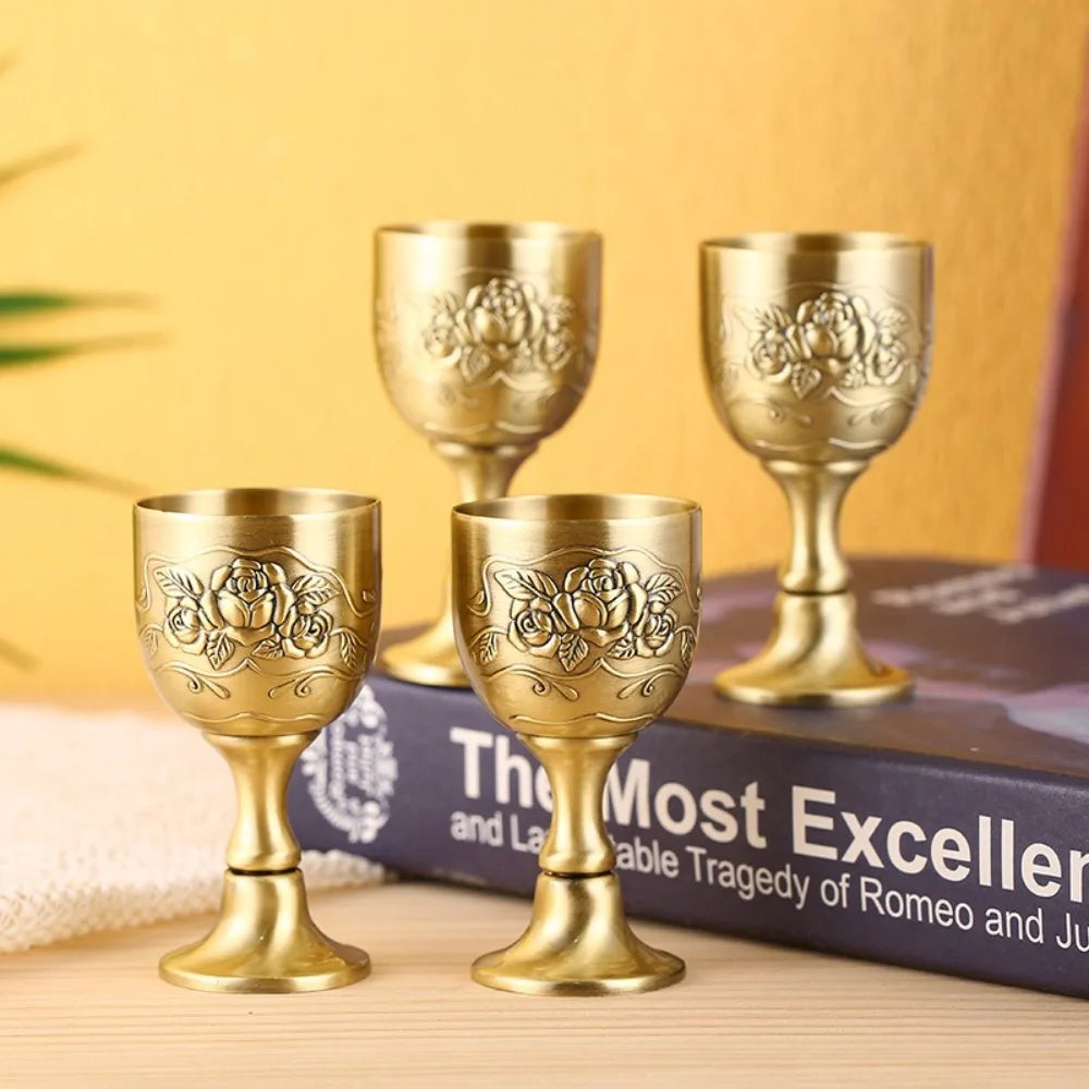 High Quality Large Goblet European-style Antique Bronze Drinkware Metal Wine Glass White Wine Cup
