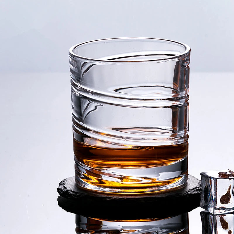 Germany Latest Design Rotating Glass Whiskey Old Fashioned Glass Stable Revolve Release Pressure Whisky Tumbler Crystal Wine Cup
