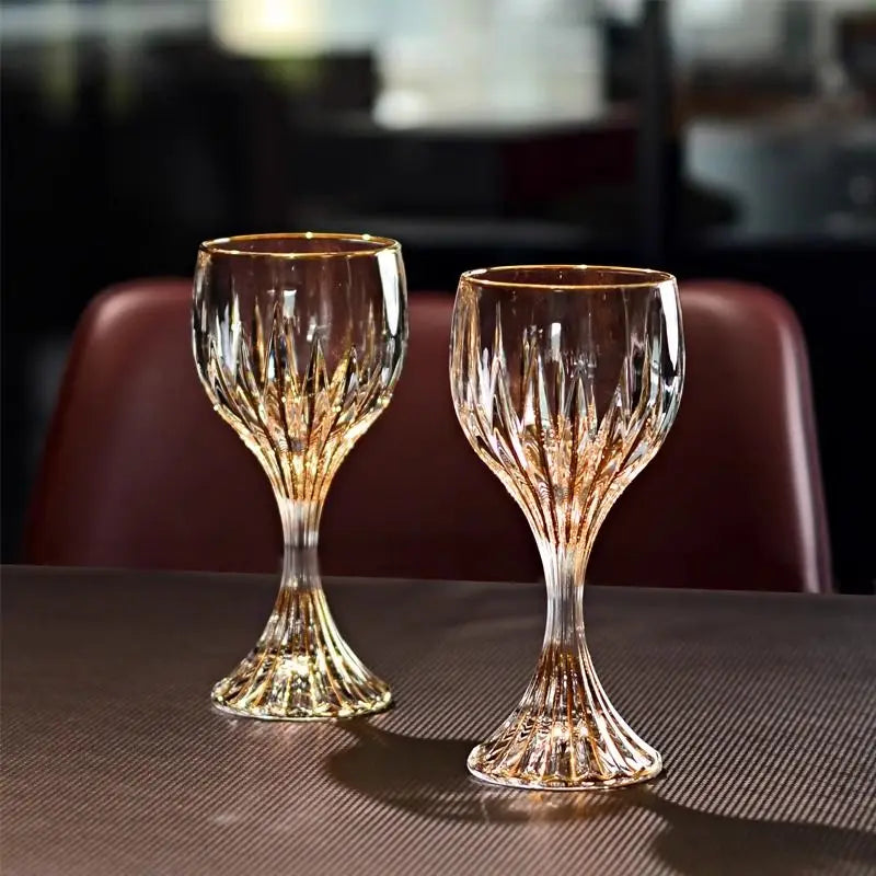 European high-end gold unleaded glass wine glass household thickened hand-made crystal glass goblets wine glasses