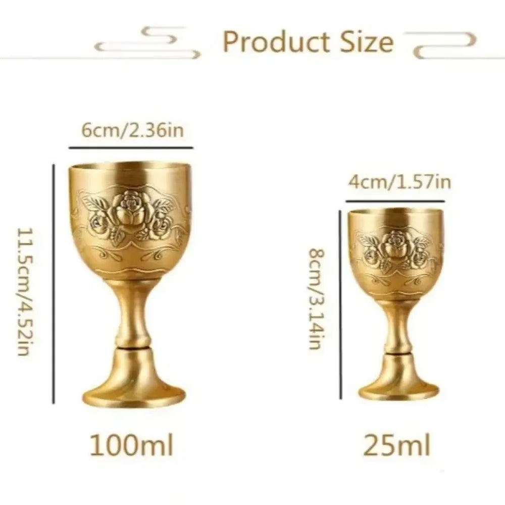 High Quality Large Goblet European-style Antique Bronze Drinkware Metal Wine Glass White Wine Cup