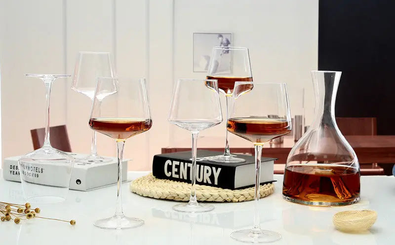 Nordic Style Burgundy Crystal Red Wine Glass Handmade Lead-Free Goblet Grape Glass Premium Home Barware