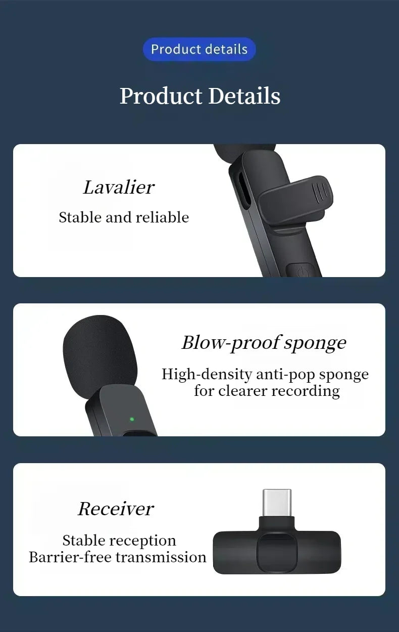 K1 Lavalier Microphone for Phone Android Video Game Audio Smart Recording Pickup Wireless Microphone