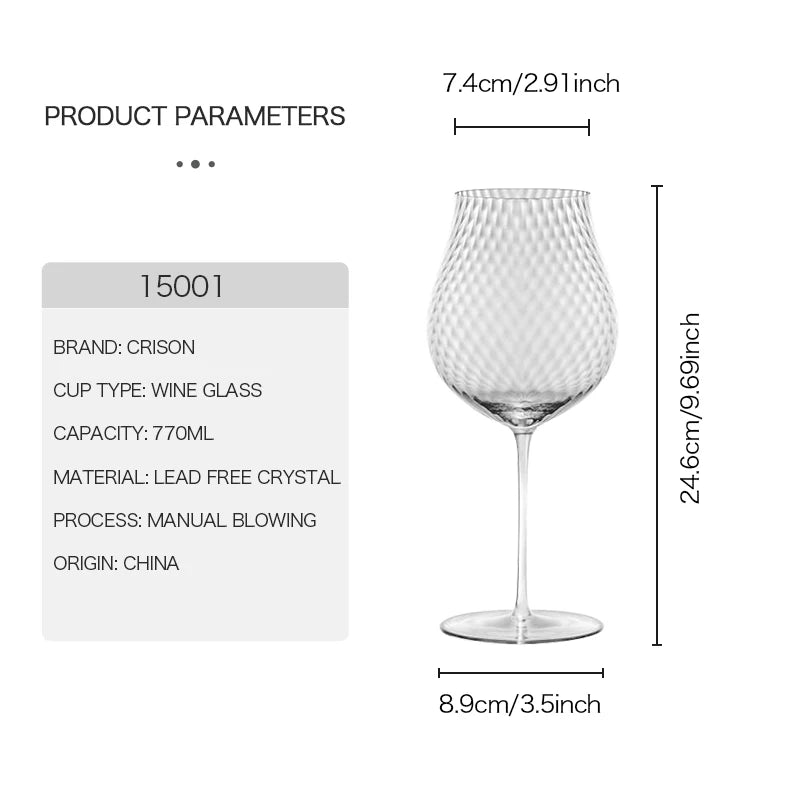 CRISON PREMIUM High end Crystal Glass Handmade Red Wine Glass Burgundy High Beauty Wine High footed Glass