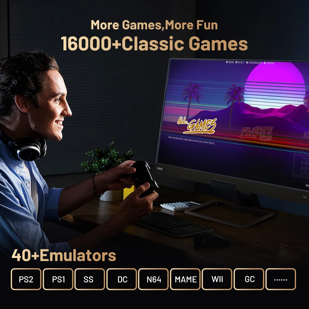 Kinhank 4T Gaming HDD with 40 Emulators 16000 Video Games for Super Console X5 Pro Retro Game Console